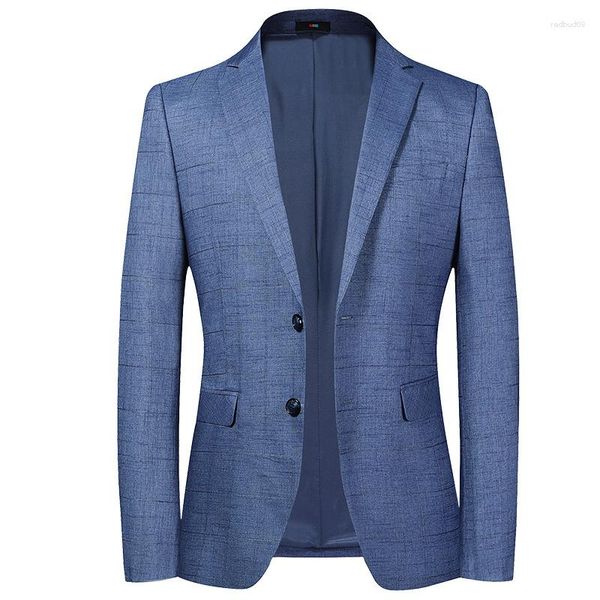 Costumes pour hommes Lansboter Bleu Costume Manteau Printemps et automne Plaid Version coréenne Slim Jacket Fit Business Casual