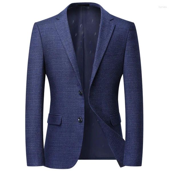 Trajes para hombres Lansboter chaqueta azul oscuro para hombres traje Casual de primavera y otoño hoja de moda coreana abrigo ajustado occidental para hombres