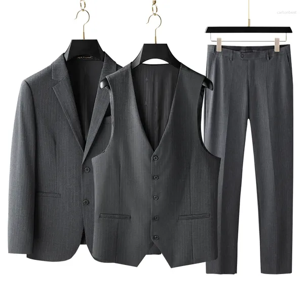 Costumes pour hommes grande taille (Blazer gilet pantalon habillé) tendance de la mode affaires vêtements de cérémonie décontracté mariage Blazer trois deux pièces ensemble