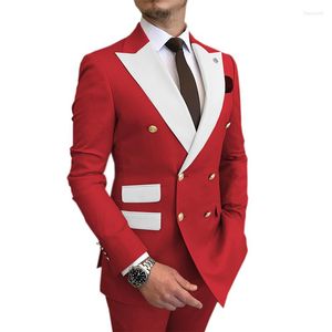 Costumes pour hommes derniers Double boutonnage hommes 2023 Slim Fit blanc revers à pointe formel marié homme costume De fête De mariage Traje De Novio