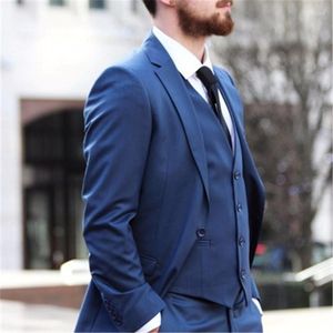 Trajes para hombre, últimos diseños de pantalones y abrigo, azul marino, hechos a medida, 3 piezas (chaqueta, pantalones, chaleco), chaqueta para novio de boda 356