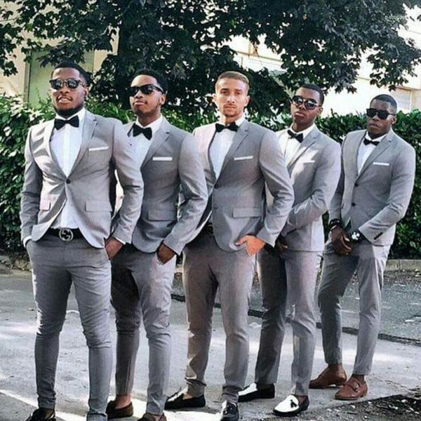 Costumes pour hommes Dernier pantalon de manteau Design Grey Groom Tuxedos Mens Wedding Blazers Costume Homme Mariage Slim Fit Terno Masculino