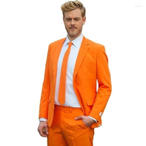Costumes pour hommes Dernière conception 2 pièces Costume orange pour hommes 2023 Tuxedos de marié sur mesure grande taille Costume d'affaires Homme