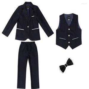 Trajes para hombre, último diseño, conjunto de ropa para niños de moda para niños, negro, Formal, clásico, flores, chaqueta para niño (chaqueta, pantalones, chaleco con pajarita)