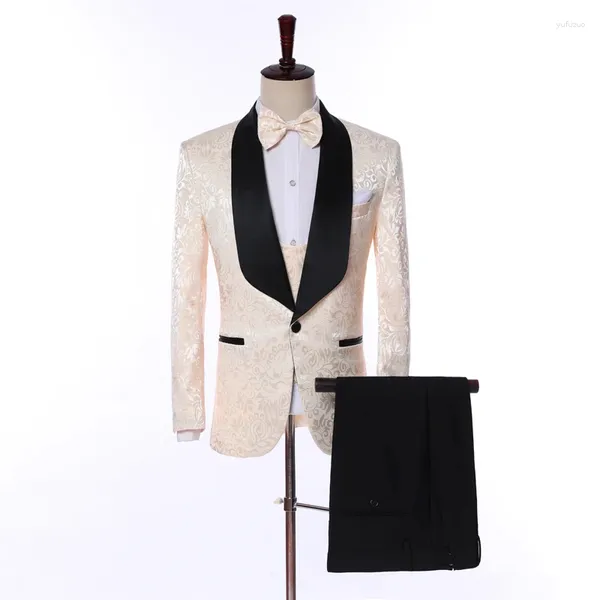 Costumes pour hommes Dernière conception Noir Revers Hommes Custom Made Modèle Groom Mariage Tuxedo Prom Terno Masculino Slim Fit Blazer 3 pièces