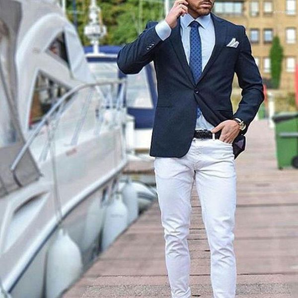 Trajes para hombres último diseño de diseño azul marino azules novios para hombre de boda hombre blazer blazer disfraz homme fiesta de fiesta terno masculino