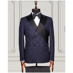 Costumes pour hommes Dernière conception avec poitrine noire Blet Double boutonnage Costume Homme Slim Fit Mariage Marié sur mesure 2 pièces Veste Pantalon