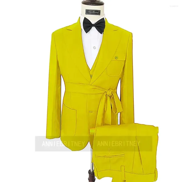 Costumes pour hommes Dernier design jaune mariage formel élégant hommes costume de marié smooto bal slim fit blazers hombre de haute qualité.