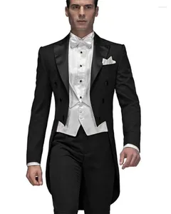 Herenpakken Nieuwste Ontwerpen Zwarte Jas Broek Mannen Sets Slim Fit 3 Stuks Outfit Tuxedo Bruidegom Heren Kostuum Prom blazer Wit Vest