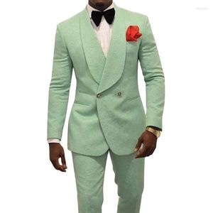 Costumes pour hommes dernier boutonnage vert menthe Paisley marié Tuxedos châle revers hommes 2 pièces mariage/bal/dîner Blazer