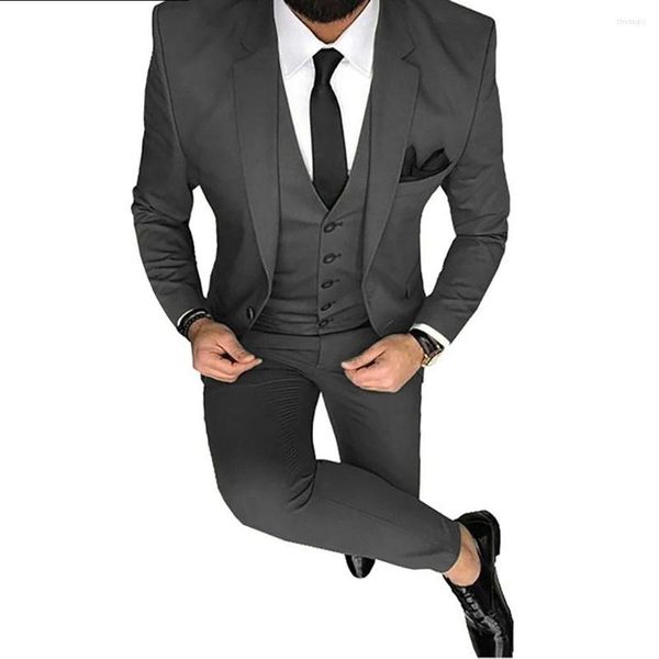 Costumes pour hommes Dernière mode manteau pantalon conception hommes costume bal smoking coupe mince 3 pièces marié mariage pour personnalisé (veste pantalon gilet)