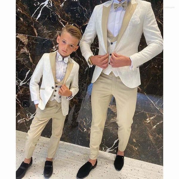 Costumes pour hommes Dernier costume père et fils pour mariage Tuxedos de marié 3 pièces Jacquard Slim Fit Cocktail Party Business sur mesure