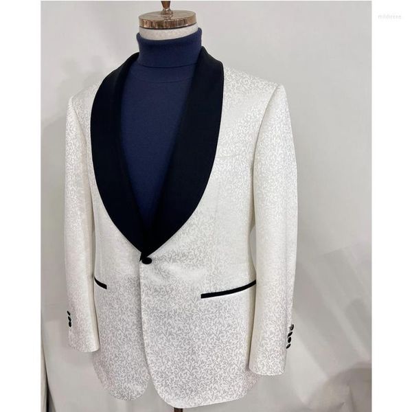 Trajes de hombre Últimas chaquetas de fumar Jacquard Chal negro Solapa Esmoquin formal Slim Fit Vintage Retro Dinner Party Prom Suit Blazer (1 Jacket)