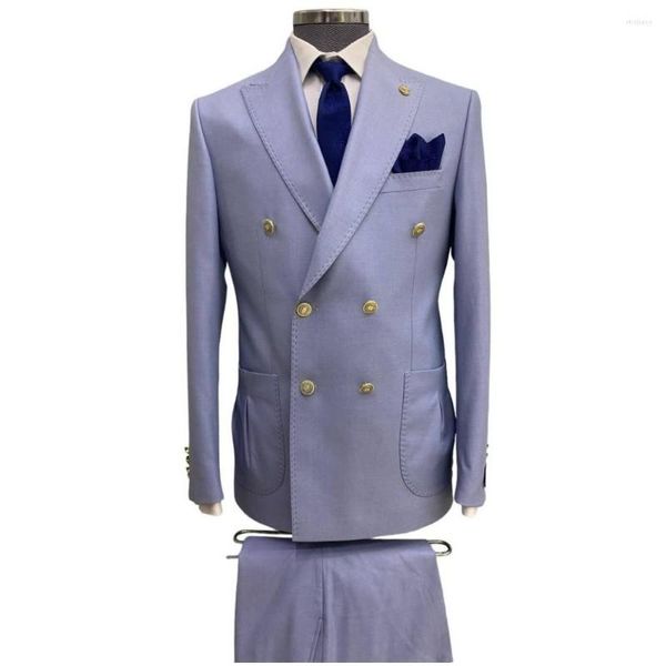 Trajes de hombre Lavanda Hombres Doble botonadura Boda Traje de esmoquin formal Homme Novio Prom Slim Fit Blazer de noche para hombre 2 piezas