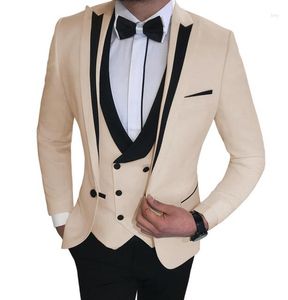 Herenpakken Leisure Mens Slim Fit 3 stuks Tuxedos Terno Masculino Bruidegom Wedding Custom Made Prom Evening Blazer Jacket Vestbroek
