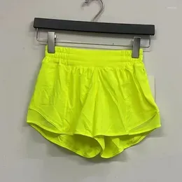 Herenpakken citroen yoga shorts for dames training hardlopen sporter zipper zak lichtgewicht ademende buikbesturing