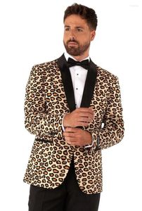 Trajes de hombre leopardo personalizado hombres invierno estilo callejero grueso cuello en V Casual cóctel fiesta boda novio hombre conjunto último diseño único