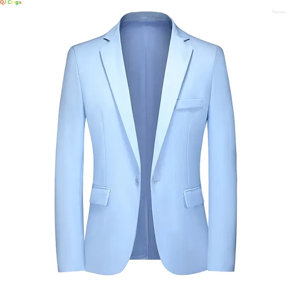 Costumes masculins bleu léger single-bouton de costume de la veste moteur mince de robe mince mariage / fête / bureau blazers jaune gris marine noir disponible