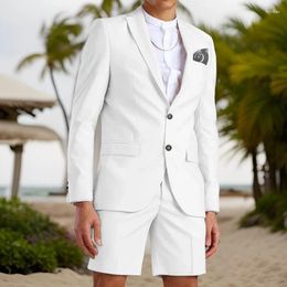 Herenpakken lichtblauw pak met korte broek Casual Summer 2 stuks bruidegom strand smoking voor bruiloft mannelijk modekostuum 2024