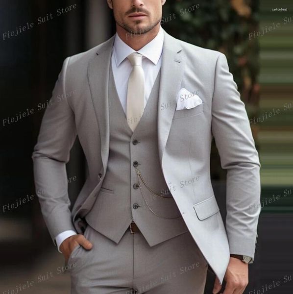 Costumes pour hommes gris clair hommes adapter les smokings commerciaux occasion formelle du marié toile marin de mariage promo pantal