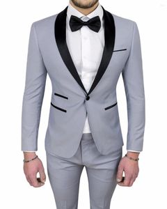 Costumes pour hommes gris clair mariage pour hommes sur mesure un bouton Groomsman homme costume marié Tuxedos bal Blazer ensembles veste pantalon