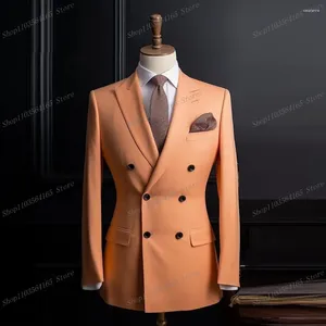 Costumes pour hommes Light Orange Men Blazer Business Office Formal Bureau Travail décontracté Prom Single Veste de mariage Fashion Fashion Male Suit A28