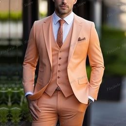 Costumes pour hommes Orange Light Men Suit Business Prom Party Groom Groomsman Wedding Formeal Occase Smokings 3 Piece Set Veste Veste Pantal