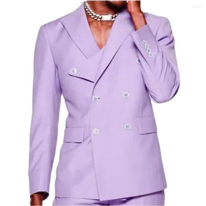 Herenpakken licht paarse blazer broeken speciaal knopontwerp dubbele borsten