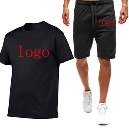 Costumes pour hommes Logo personnalisation 2023 hommes décontracté à la mode impression 2 pièces sweat Shorts manches T-shirts vêtements de sport survêtement