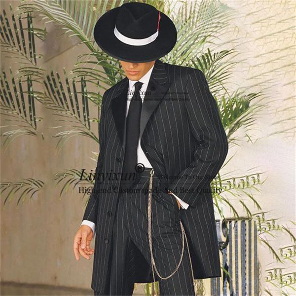 Trajes de hombre, abrigo largo, pantalones, conjuntos de 2 piezas para hombre italiano, esmoquin de boda para novio, chaquetas de baile de negocios para hombre, traje ajustado para hombre