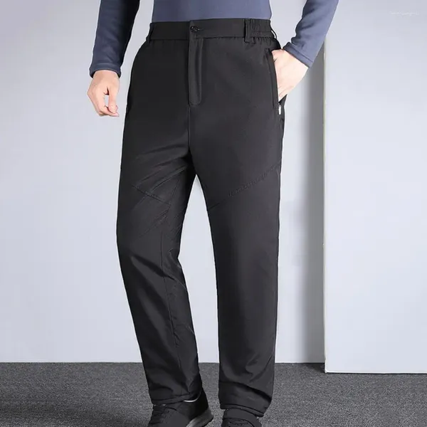 Costumes pour hommes coupe ample hommes pantalons costume droit avec doublure en peluche taille élastique Style d'affaires couleur unie chaud pour le bureau