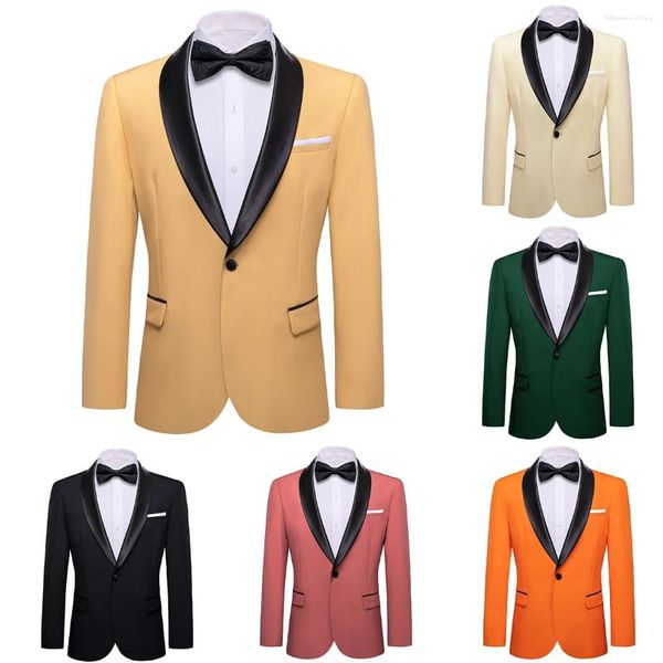 Costumes pour hommes Blazer de luxe pour hommes en soie noir vert or massif Beige rose Orange veste de costume de marié décontracté hauts formels Barry.Wang