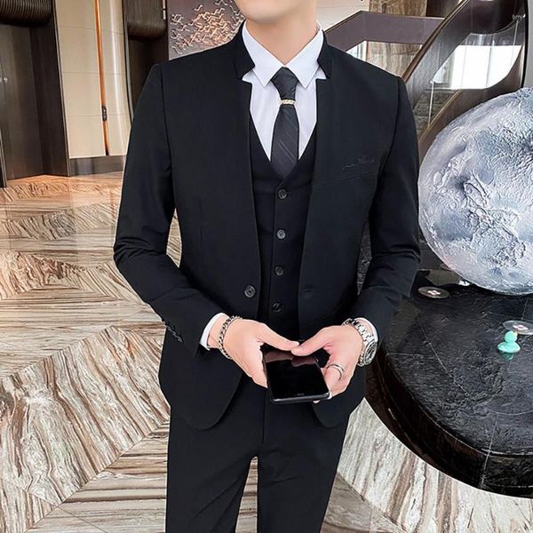 Costumes pour hommes De luxe formel noir mariage hommes Costume ensemble Slim Fit garçons d'honneur marié Tuxedo Designs 3 pièces Costume Homme De Luxe 2023 italien