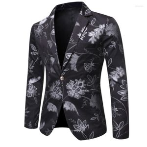 Costumes pour hommes Hommes de luxe 3 couleurs Business Casual Imprimer Bordures florales Mode Tendance Manteau Robe de mariée de marié à simple boutonnage pour hommes