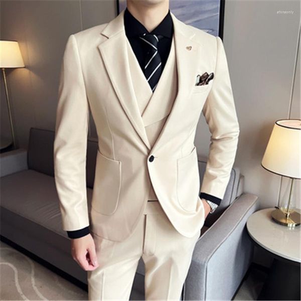 Costumes pour hommes de luxe hommes 3 pièces Blazer gilet pantalon ensemble marié pour mariage robe de bal Costume simple boutonnage angleterre Designer 5XL