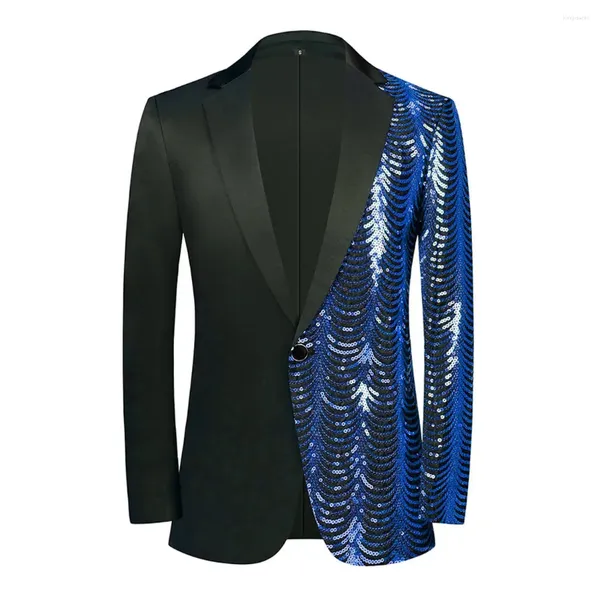 Costumes masculins Luxury Mens à rayures Striped Sequins Blazer Veste Revers un chemisier à bouton Cover Nightclub Dîner Suit Fashion Streetwear