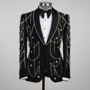 Costumes pour hommes de luxe en métal embelli hommes cranté revers marié smokings ensembles mariage bal blazers pantalon tenue terno masculino completo