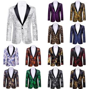 Costumes pour hommes Blazers de soie de luxe pour hommes Argent Or Rouge Bleu Violet Noir Manteau Costume Homme Veste Slim Fit Robe de mariée Barry.Wang