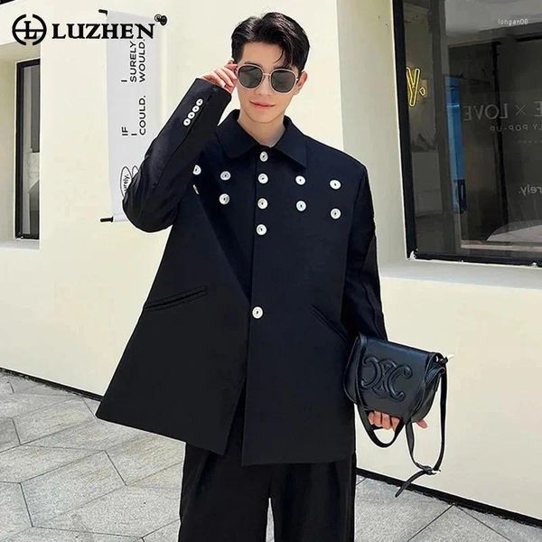 Costumes masculins Luzhen 2024 Fashion printemps boutonné décorer original élégant veste de blazer en vrac coréen Mateau de design à la mode LZ2342
