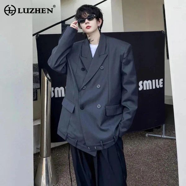Costumes masculins Luzhen 2024 Fashion printemps élégant blason lâche Blazer Trendy Double Breasted Original Design Kearian Suit Suit LZ2691