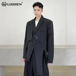 Costumes masculins Luzhen Fashion asymétrique Design Stripe personnalité Blazer Jacket High Street Original Trendy Elegant Luxury Coat LZ2772