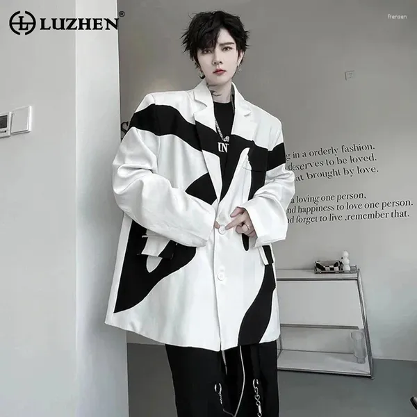 Costumes masculins Luzhen Korean Elgance Blazers Trendy Contrast Couleur Design Casual Casual Coat Street Handsome Male Vestes Spring LZ2653