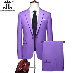 Costumes pour hommes M-6XL 19 couleurs (pantalon blazer) Boutique de mode couleur unie costume d'affaires officiel robe de mariée marié