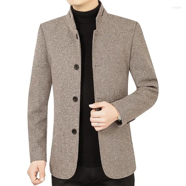 Trajes para hombre, chaquetas ajustadas de otoño para hombre, abrigos, chaquetas de lana informales de negocios para hombre, mezclas de ropa para hombre