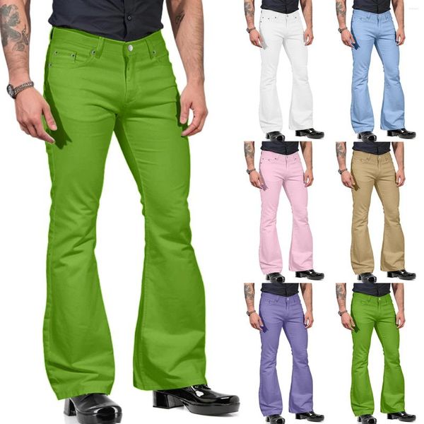 Trajes masculinos moda masculina casual sólido de bolsillo de bolsillo pantalón pantalón pantalones l
