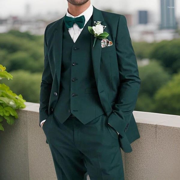 Men's Suits Man 2024 pour le marié Tuxedos Slim Fit (veste pantalon de gilet) 3 pièces Blazer Blazer Hommes Custom Tuxedo