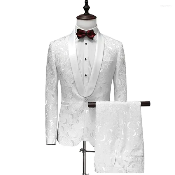 Costumes masculins homme sur mesure formel mince veste châle repeuple blanc noire champange de champange pour les smokings de marié de mariage (cravate de pantalon de blazer)