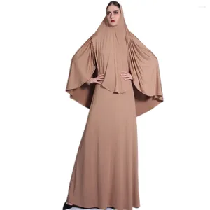 Herenpakken maxi -jurken voor vrouwen plus maat Ramadan moslim nationale jurk geplooide tulband pak set 2 -delige retro melk zijden ademende gewaad