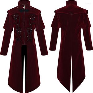 Costumes pour hommes château européen médiéval Vampire diable manteau rouge Trench Cosplay Costume moyen âge cour victorienne Nobles vêtements