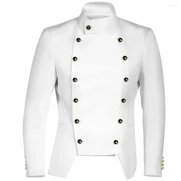 Trajes de hombre Medieval Steampunk Slim Fit Blazers Disfraz de Halloween Masculino Doble botonadura Manga larga Discoteca Fiesta Traje Chaqueta S-2XL